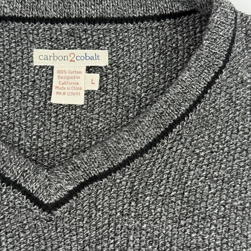 Carbon2Cobalt Men's Large V-Neck Sweater Heavyweight‎ Cotton Gray